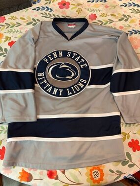 Penn State Nittany Lions Hockey Jersey - Gray & Navy Youth XL